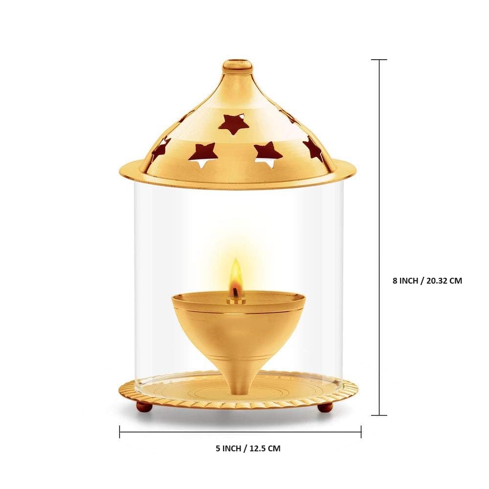 True Decor 8 Inch Akhand Jyoti Diya Large Size Akhand Diya for Puja Big Size Brass