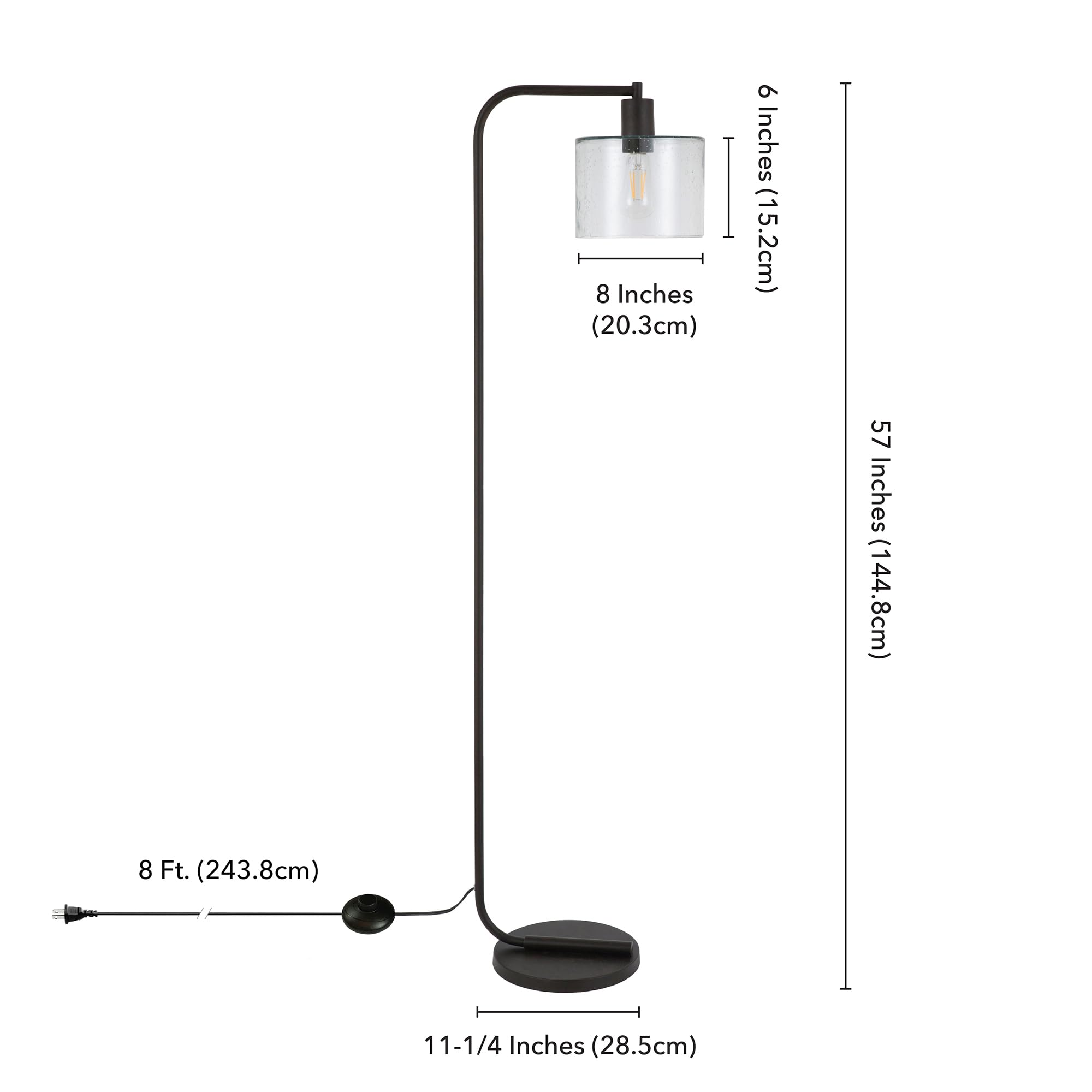 Cadmus 57'' Tall Floor Lamp With Glass Shade In Blackened Bronze/Seeded