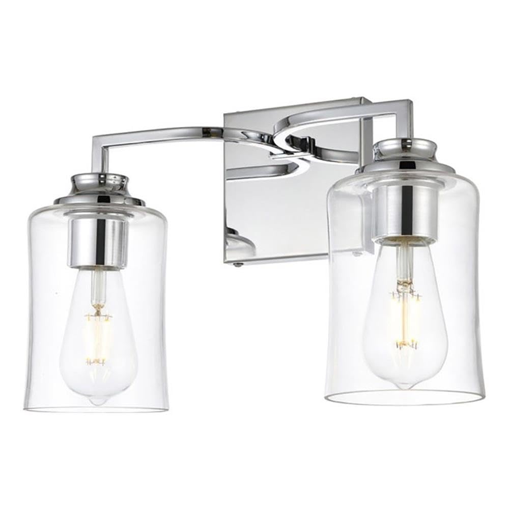 Living District Ronnie 2-Light Iron & Glass Bath Sconce In Chrome/Clear