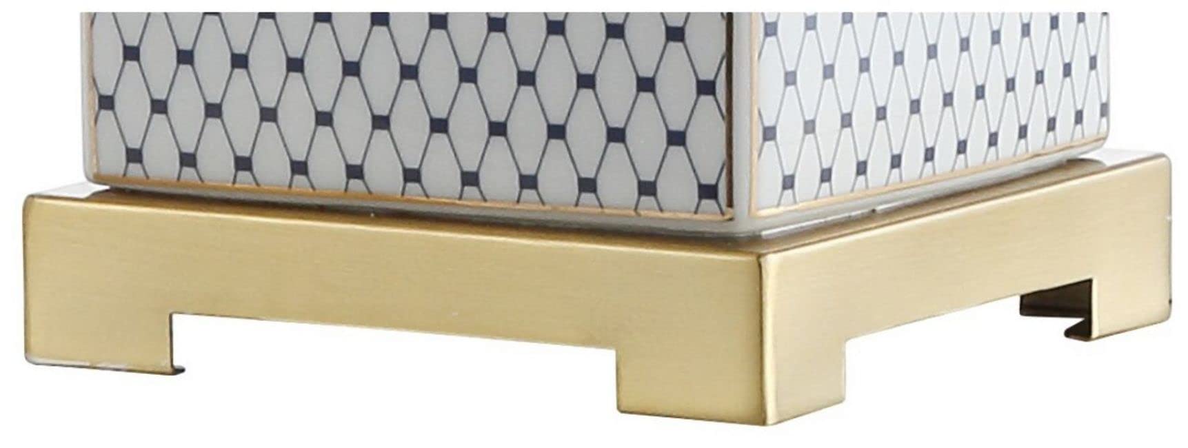 JONATHAN Y Cleo Ceramic/Metal LED Table Lamp 21.5in White/Navy Model JYL3043A for Bedroom, Living Room, Office, College Dorm