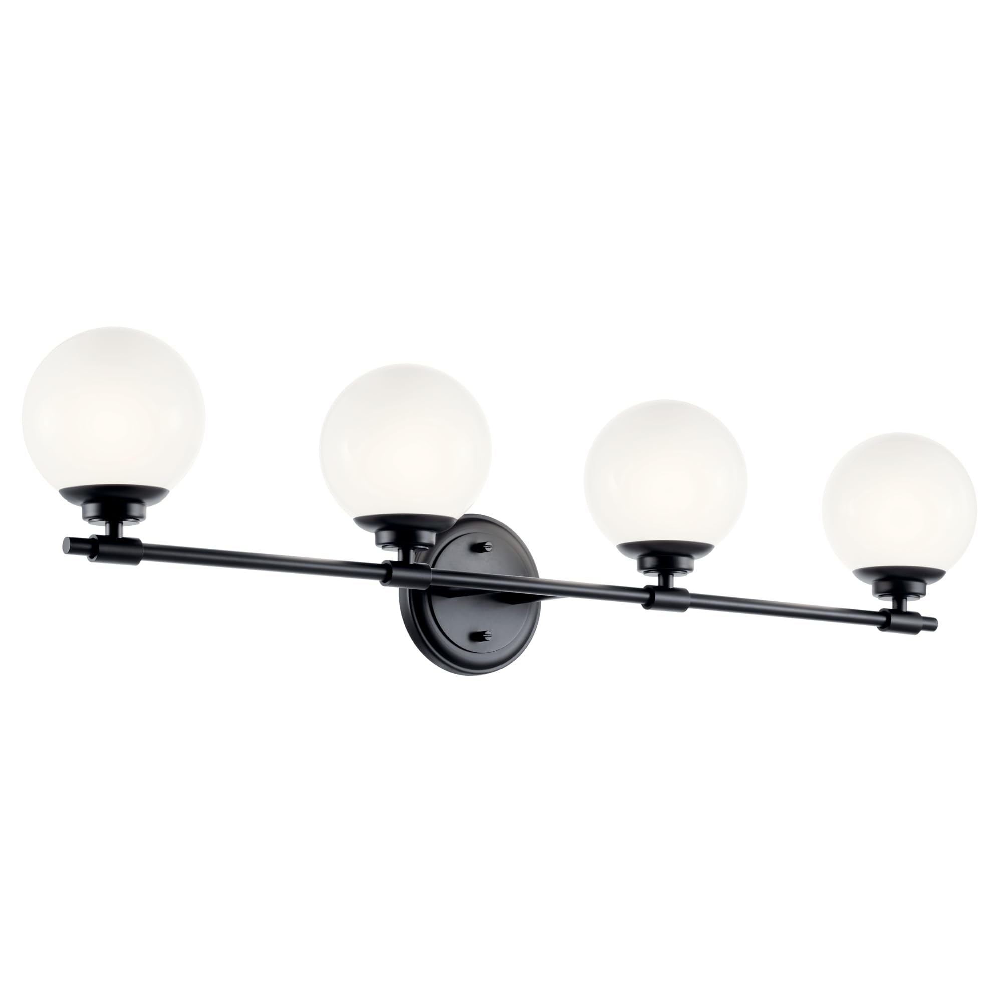 Kichler Benno 4-Light Vanity, Modern Light with Opal Glass in Black, for Bathroom or Powder Room (8.75 x 34), 55173BK
