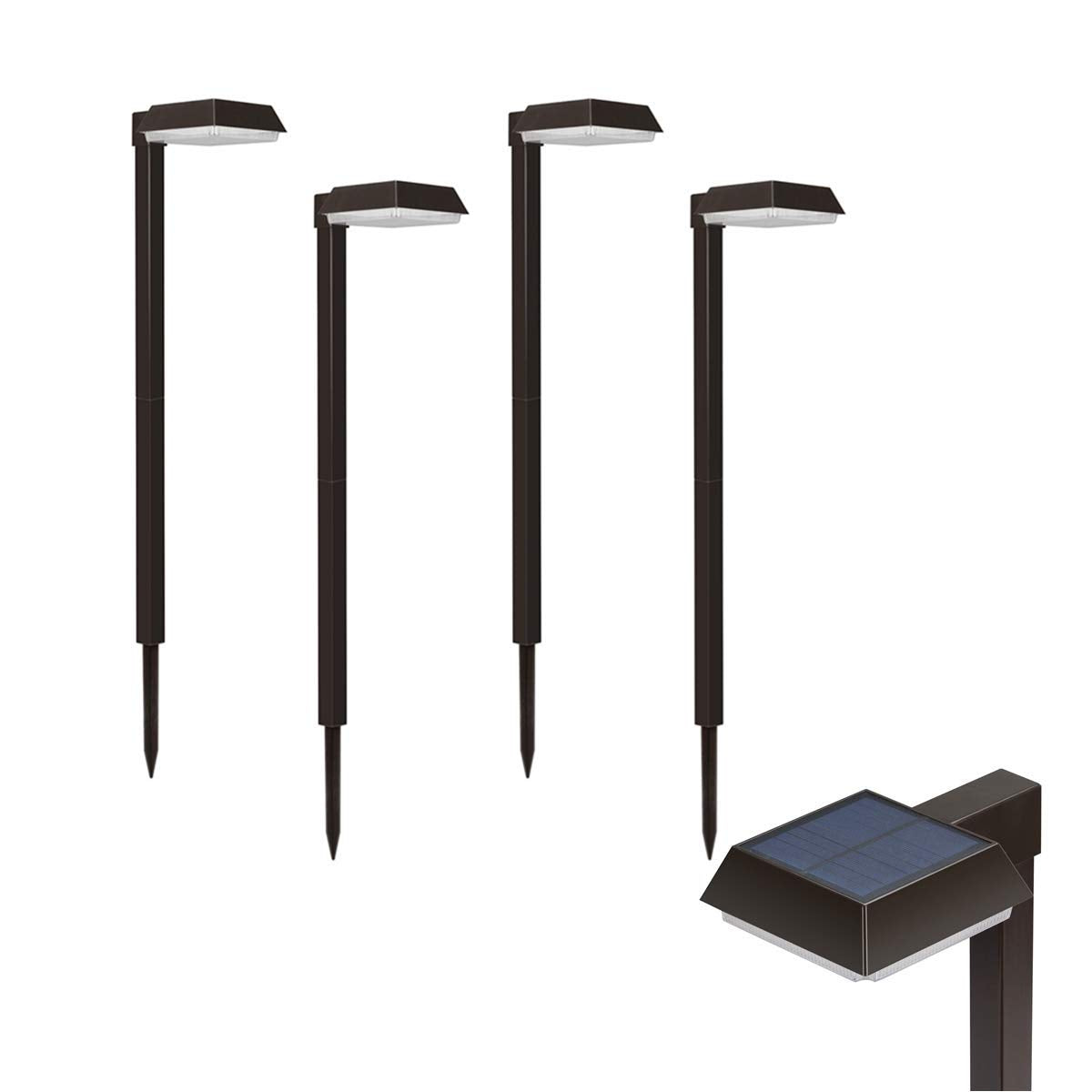 Bobcat Lighting Solar Pathway Lights, 300 Lumens, 2-in-1 Warm White & Daylight Modes, Dark Brown, 4 Pack, Model BL-SPL-3W-4