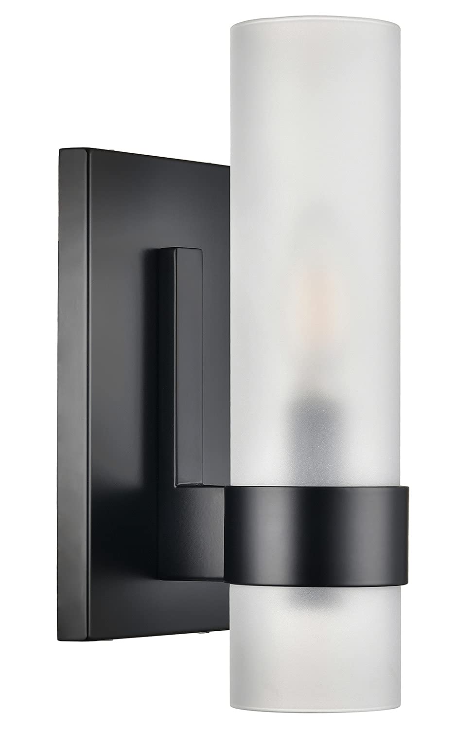 Linea di Liara Wall Sconce - Matte Black Metal Bathroom Light Fixture with Frosted Glass Shade, Model LL-WL354-FRS-5BLK