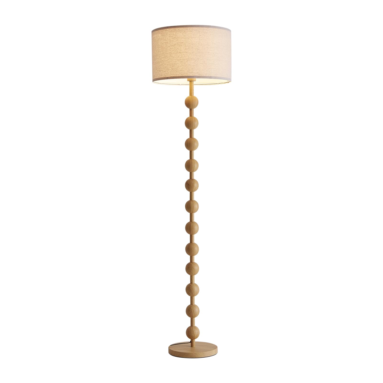 Fetason Modern Dimmable Remote Control Floor Lamp for Living Room Bedroom with LED E26 Bulb, Yellow Wood Pattern Iron Tall Stand