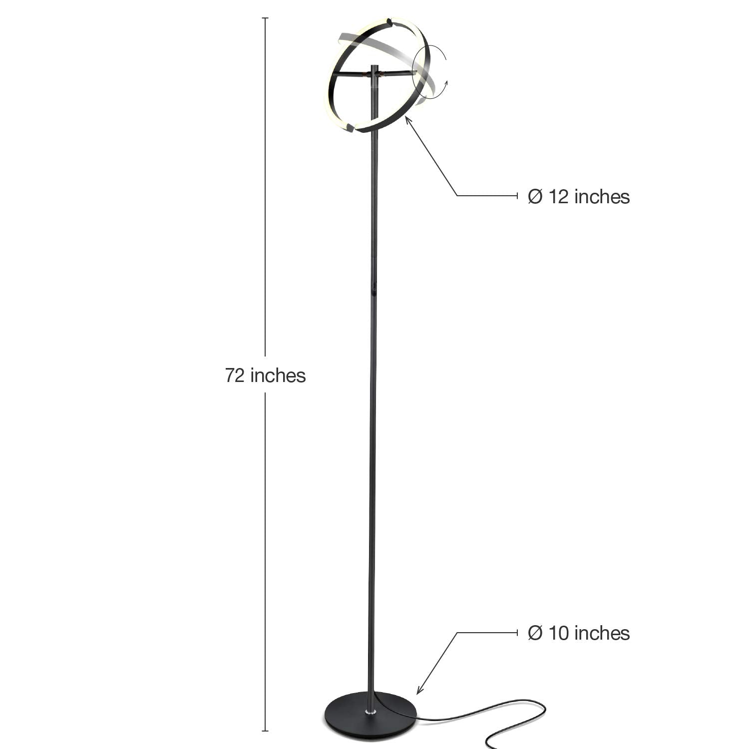 Brightech Halo Split Modern Bright Led Torchiere Floor Lamp For Offices - Dimmable, Tall Standing Lamp For Living Room Or Bedroo