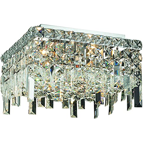 Elegant Lighting 2033F14C/RC 5-Light Flush Mount Chandelier Chrome Finish Clear Crystal