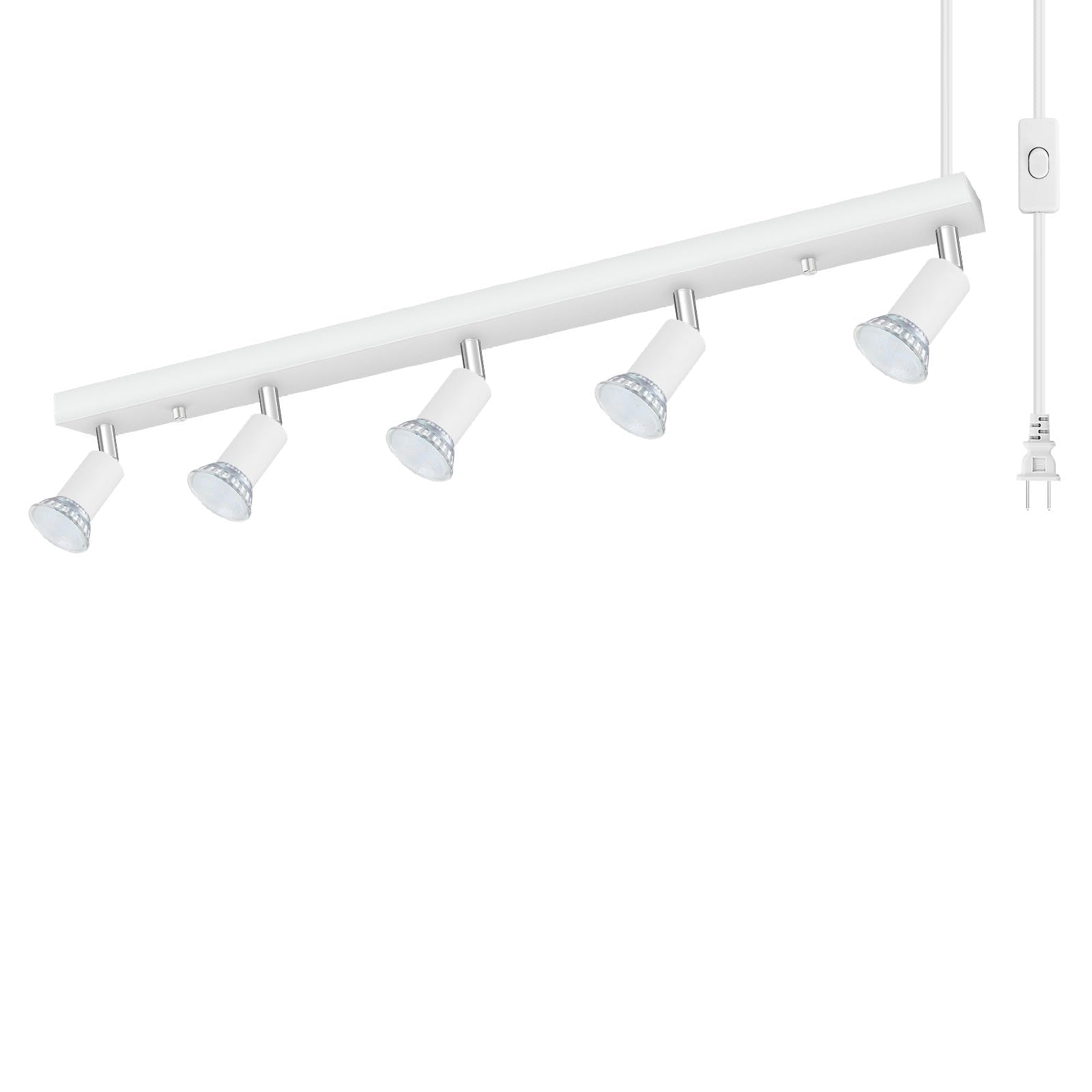 Plug-in Track Lighting, LED Track Lighting Fixtures Ceiling Kit, 30 White Plug in Wall Light with 14.8ft Cord, 3-Light Ceiling S