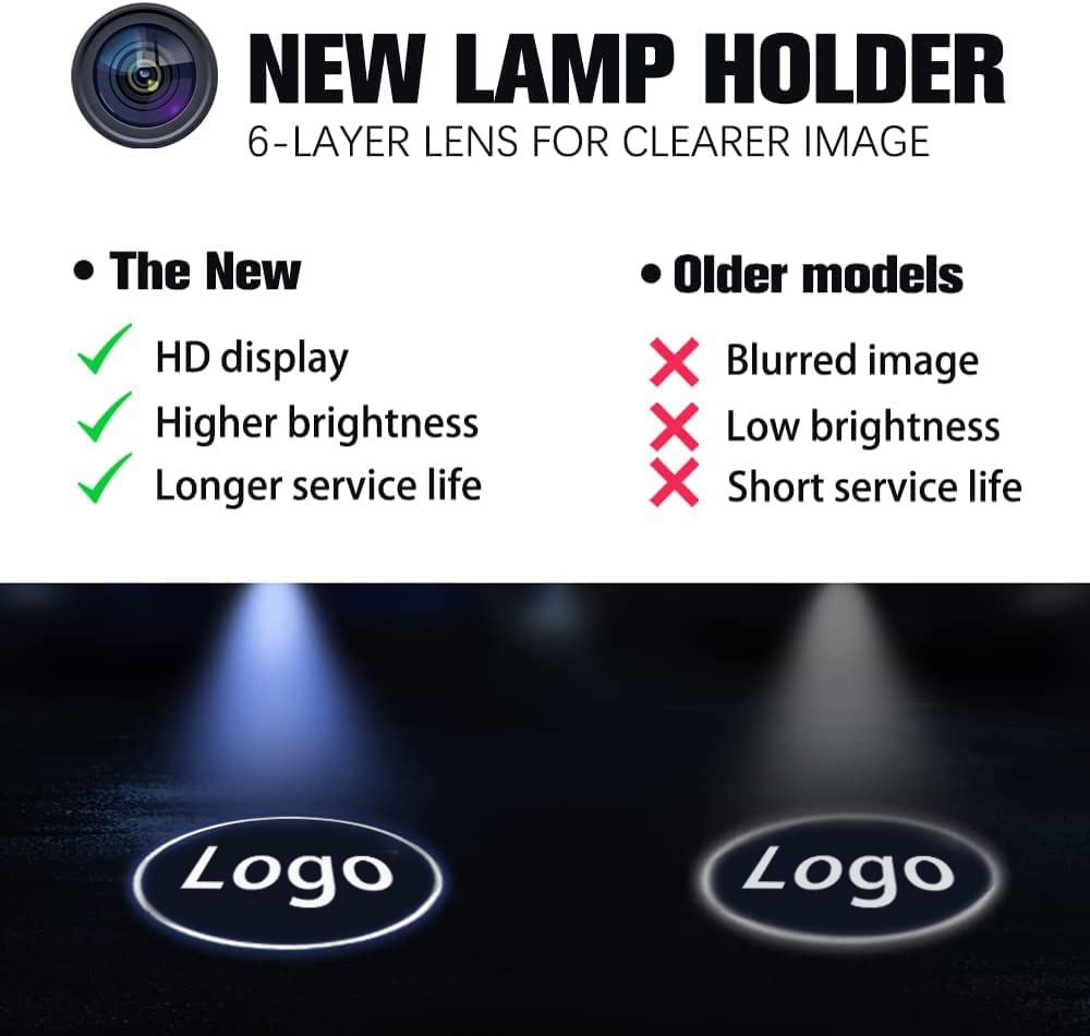 LOWEEY Car Door Lights, 2Pcs LED Logo Projector, Rechargeable, Wireless, Fits All Cars, KK-II-AA, Plastic Material