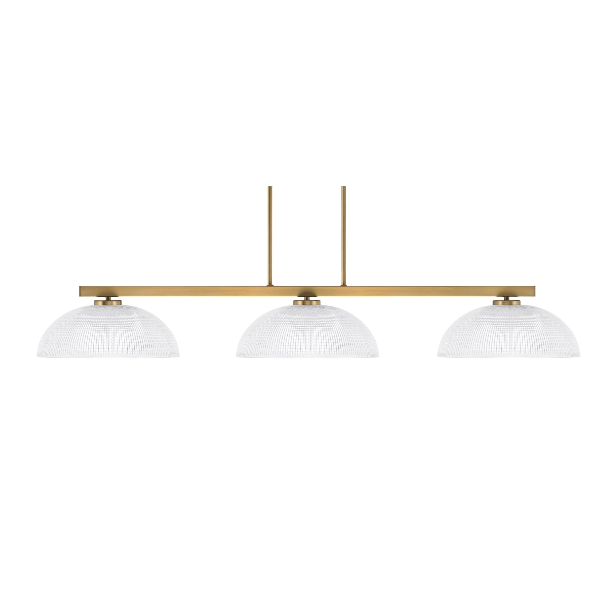 Toltec Lighting Atlas 3 Light Bar, New Age Brass Finish, Clear Ribbed Glass, 13in