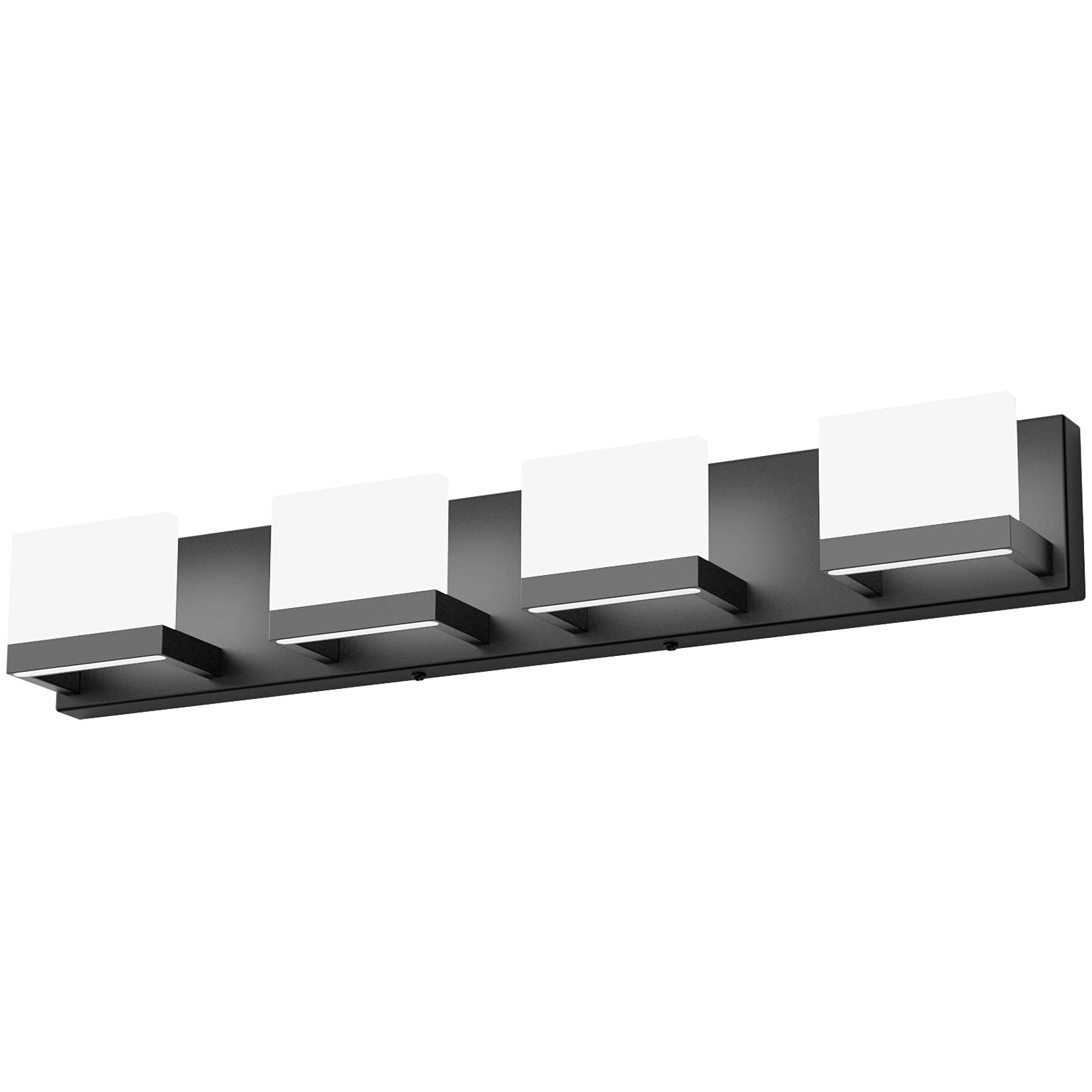 Tipace Dimmable LED Vanity Light, 4 Lights, Matte Black, Modern Bathroom Wall Fixture, Model 1103, Up and Down Design, 6000K White Light