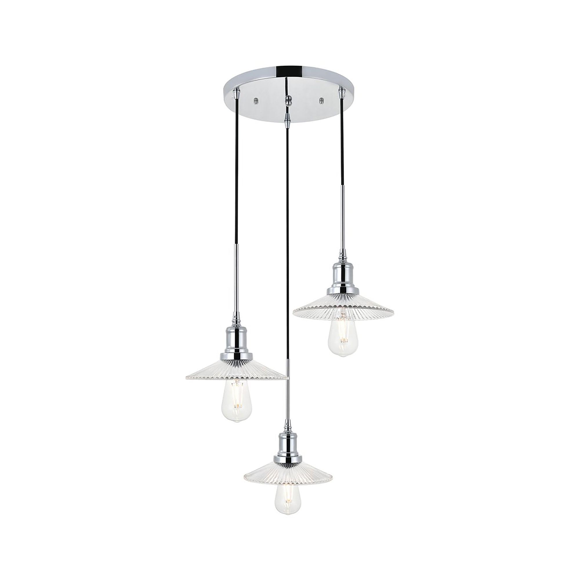 Living District Indoor Modern Home Decorative Bright Ceiling Waltz 3 Light Chrome Pendant