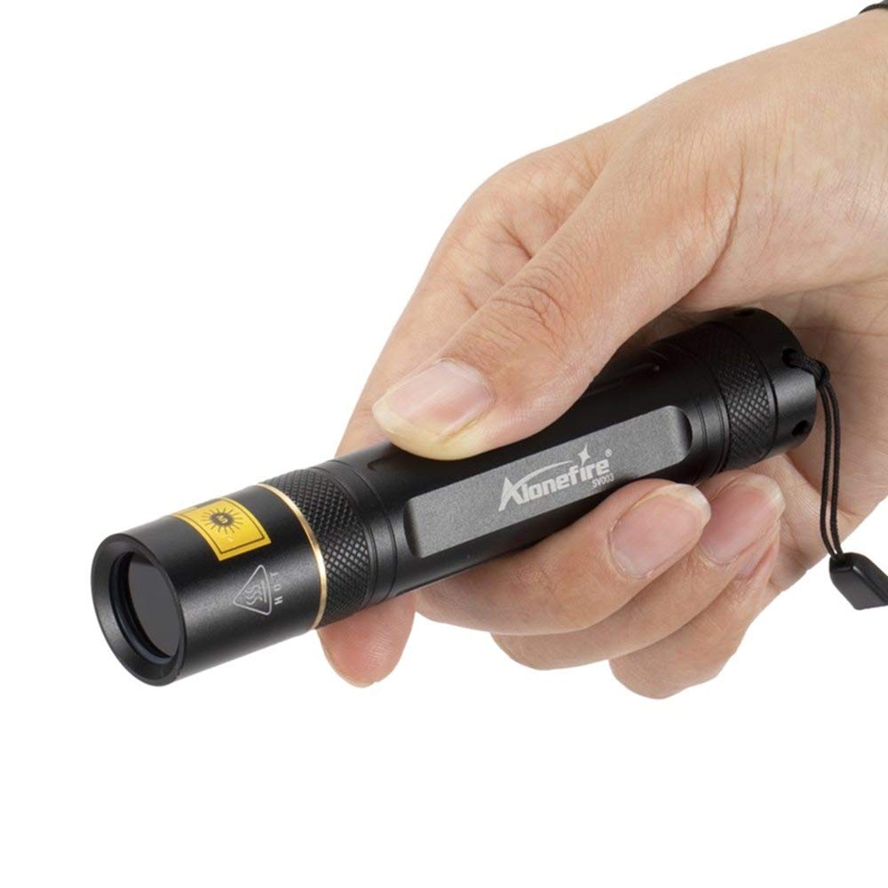ALONEFIRE SV003 10W UV Flashlight, Rechargeable Blacklight for Pet Urine Detection, Scorpion Hunting, Aluminum Case, Black