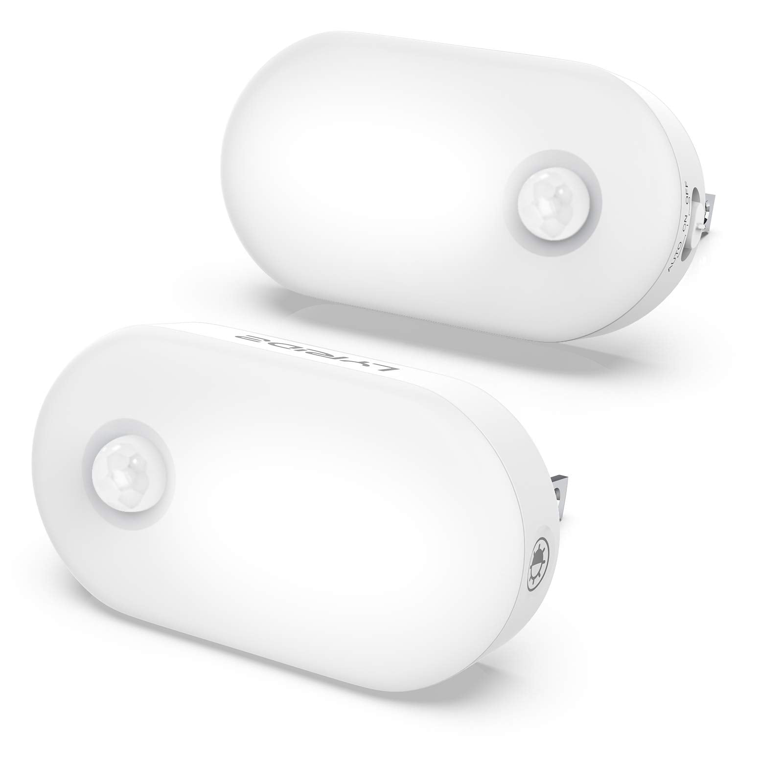 Lyridz Motion Sensor Night Light, LED 1-120LM, Stepless Brightness, 2 Pack, Cold White, Model A5117-2pack, ABS Material