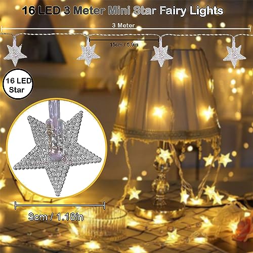 REFULGIX Plastic Mini Star Battery Powered String Lights for Indoor Outdoor Decoration Light for Party Birthday Diwali Christmas