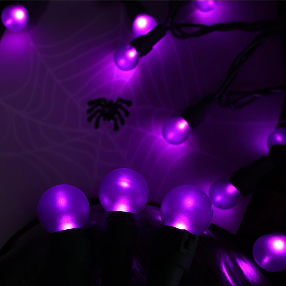 Solduce Halloween Lights String Purple G15 Globe String Light 50 Led 13.5Ft Plug In Faily Lights Christmas Lights Halloween Tree
