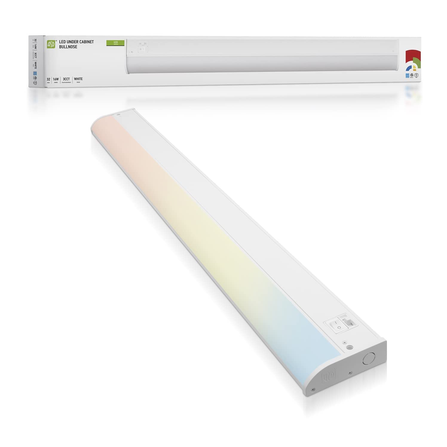 ASD LED Under Cabinet Lighting, 32 inch 16W 1057 LM, Dimmable Hardwired Under Cabinet Lights for Kitchen, 3000K Soft/4000K Cool/