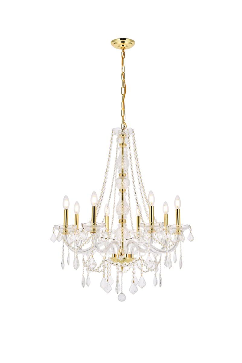 Elegant Furniture Verona 8 Light Gold Chandelier Clear Royal Cut Crystal