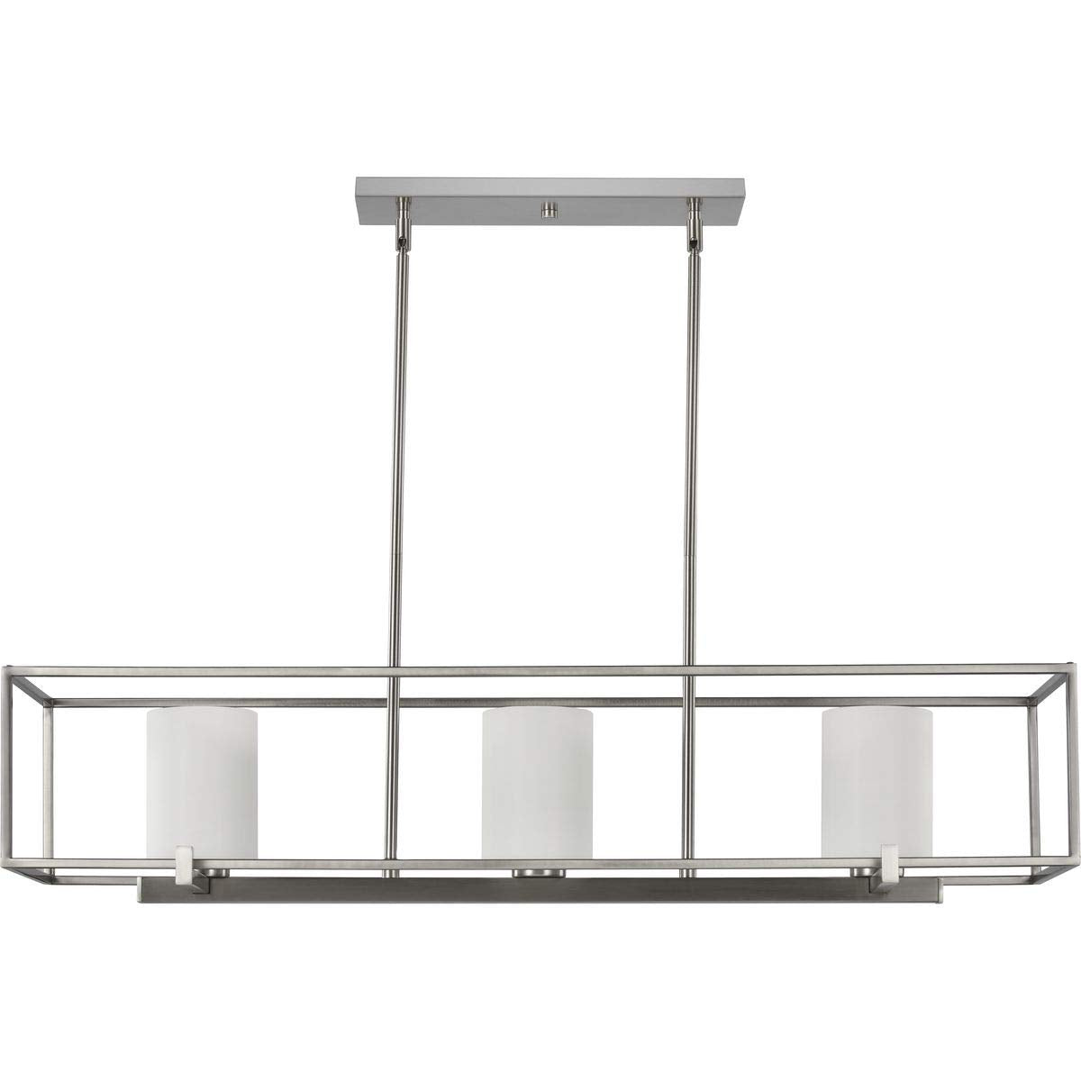Progress Lighting Chadwick Collection 3-Light Etched Opal Glass Modern Chandelier Light Brushed Nickel, 8.75X40.00X40.00