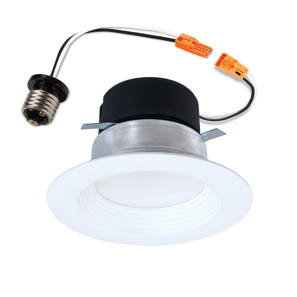 HALO LT 4-inch Indoor Integrated LED Recessed Light with Baffle Trim, Selectable 5CCT 650-Lumens, Matte White, IC Rated