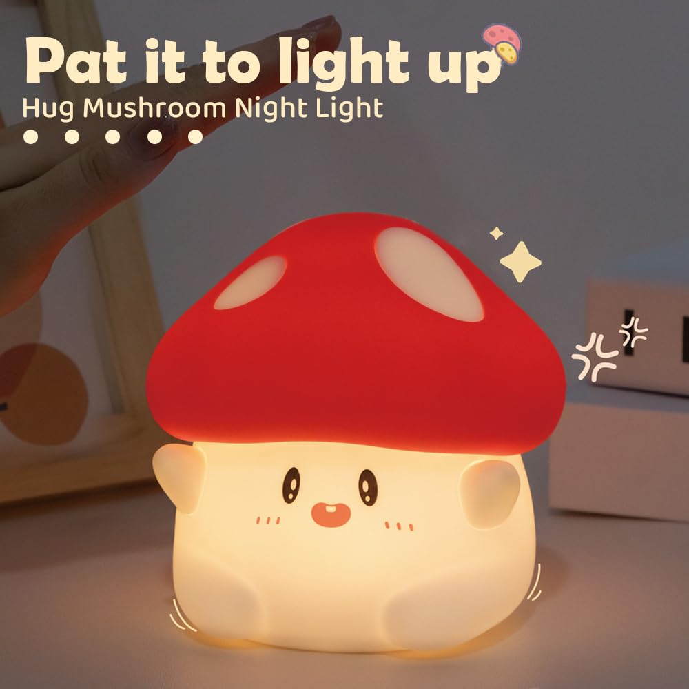 Led Mushroom Silicone Night Light Soft Sleeping Nursery Night Light Dimmable Timer Rechargeable Lamp Room Decor Baby Bedside Lam