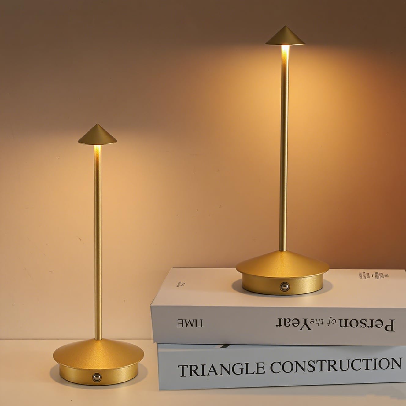 XIH Cordless Table Lamp Set of 2  5000mAh Rechargeable Battery Powered LED Desk Lamp  Portable Touch Dimming Outdoor Table Lamps  3 Color Light for Restaurant  Patio  Bedroom  Night Lamp (Gold)