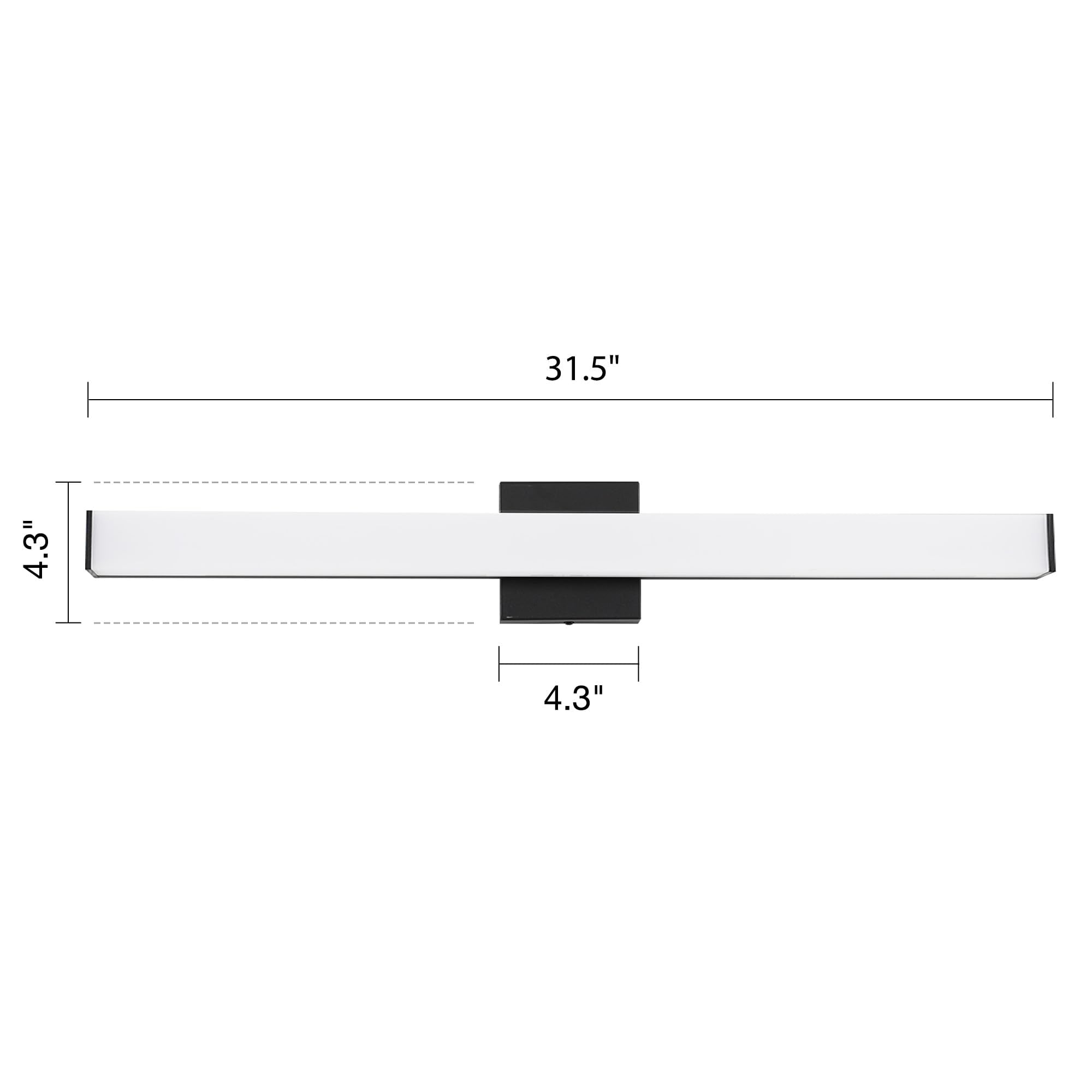 YHTlaeh Bathroom Vanity Light Brushed Black LED 31.5in 24W 4000K Dimmable Wall Bar Lighting Fixture