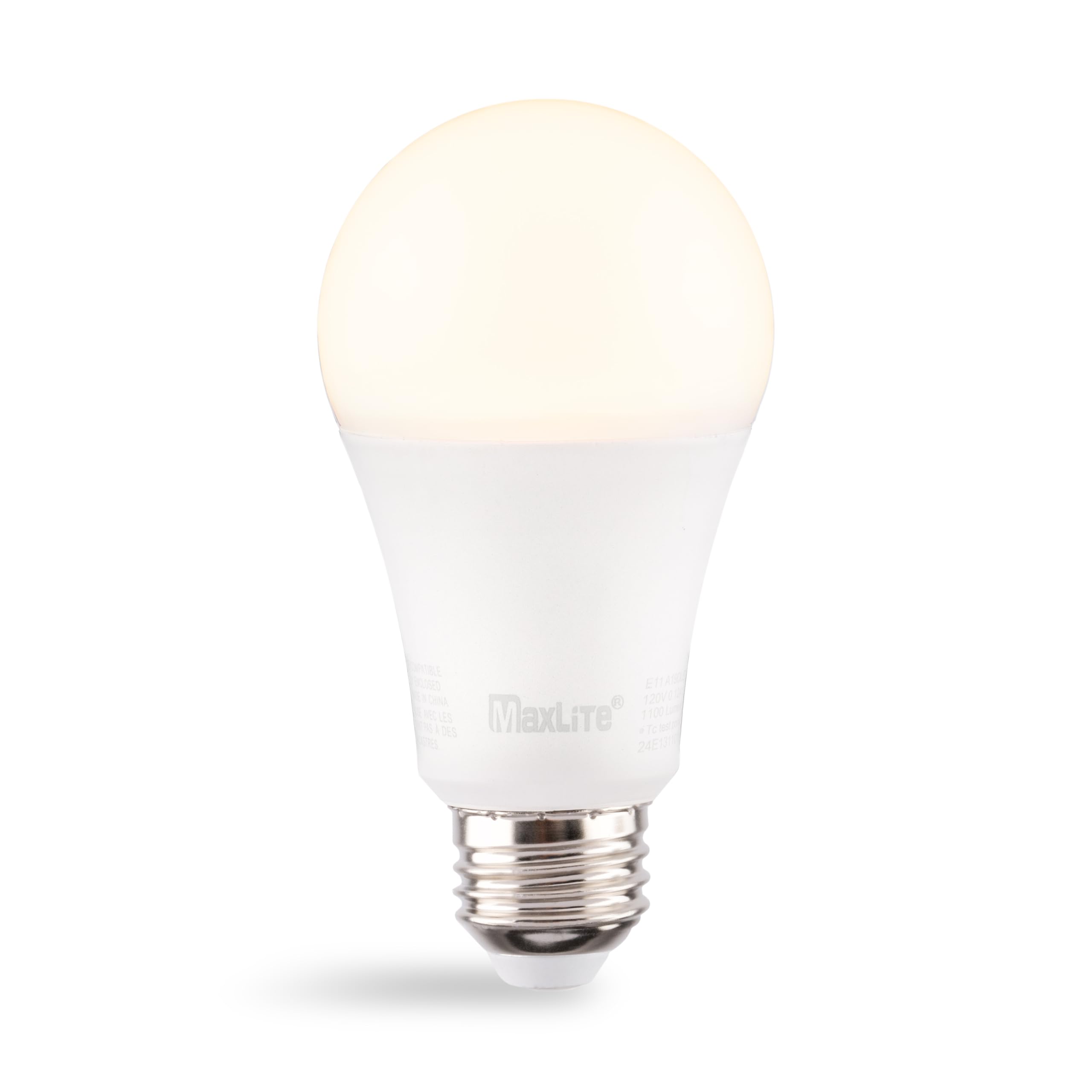 MaxLite LED A19 Bulb 11W Dimmable 2700K Warm White 1100 Lumens, E11A19DLED27/G8, Polycarbonate, Single Pack,
