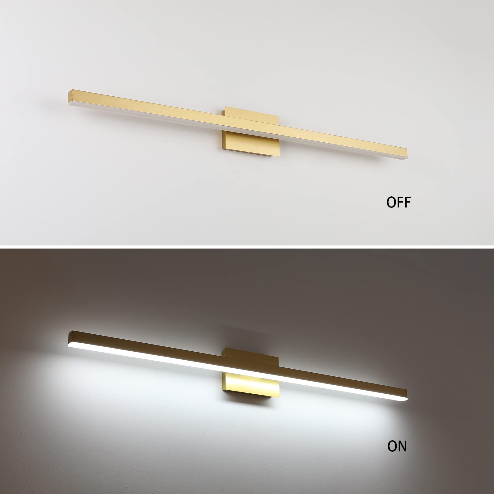 Joossnwell Gold Vanity Lights Bar 47.2in Modern LED Bathroom Fixture 30W 6000K