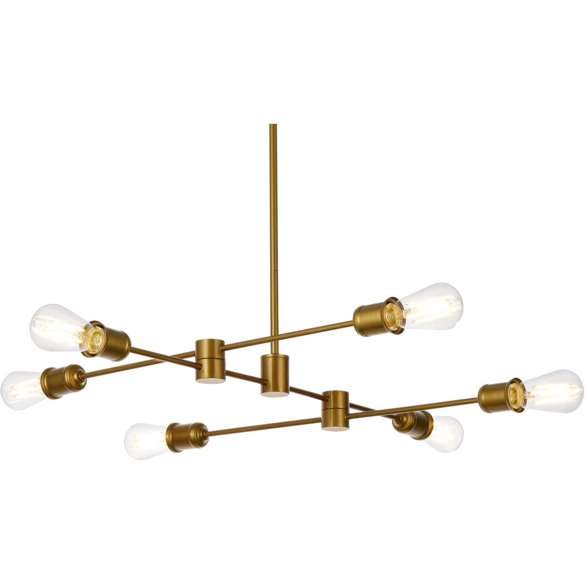 Living District Xavier 6-Light Mid-Century Metal Pendant in Brass