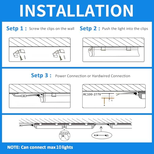 Cnsunway Led Shop Lights 2Ft  (6 Pack) 20W High-Efficiency Under Cabinet Lighting (6500K Cool White)  V-Shaped Linkable T8 Tube Light Fixtures - Shop Light For Workbench  Kitchen  Workshop  Etl Listed