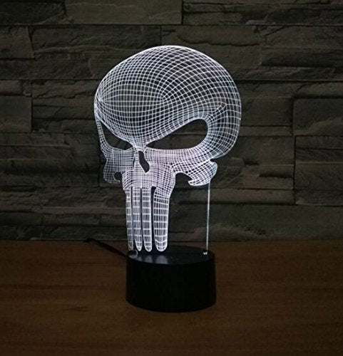 3D Light Punisher Skull 3D Night Light Led Lamp - 7 Color Touch Button Room Decor