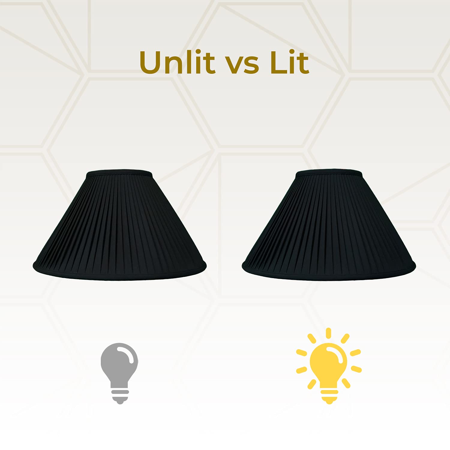 Royal Designs, Inc. Coolie Empire Side Pleat Basic Lamp Shade, Bs-727-14Blkgl-2, Black With Gold, 5 X 14 X 9.5, Set Of 2