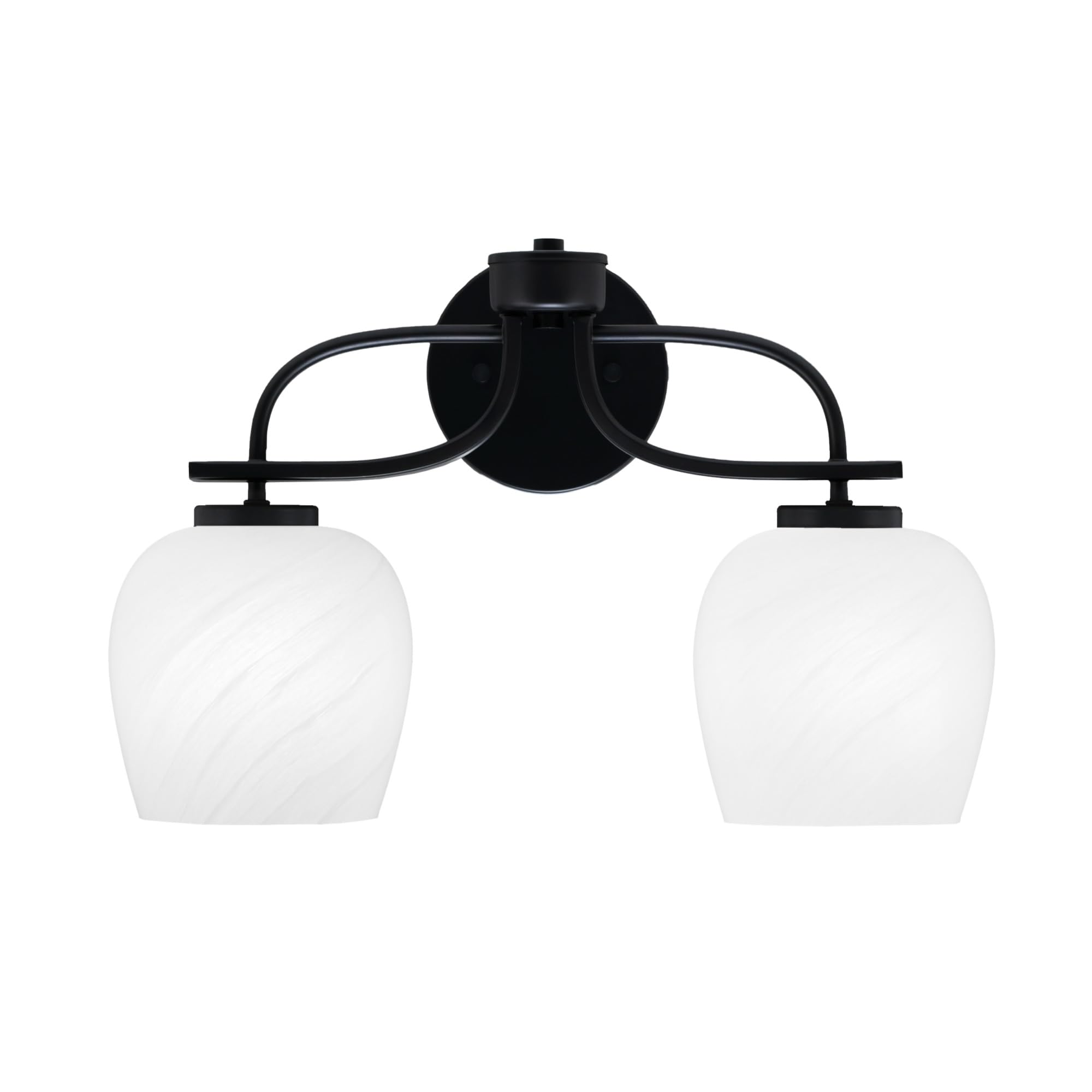 Cavella 2 Light Bath Bar In Matte Black Finish With 6" White Marble Glass
