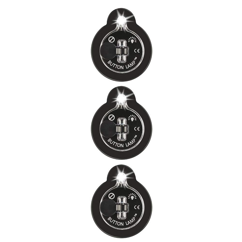Panther Vision Stick On Led Button Lights - 3 Pack, Battery Powered, Black Adhesive Lights