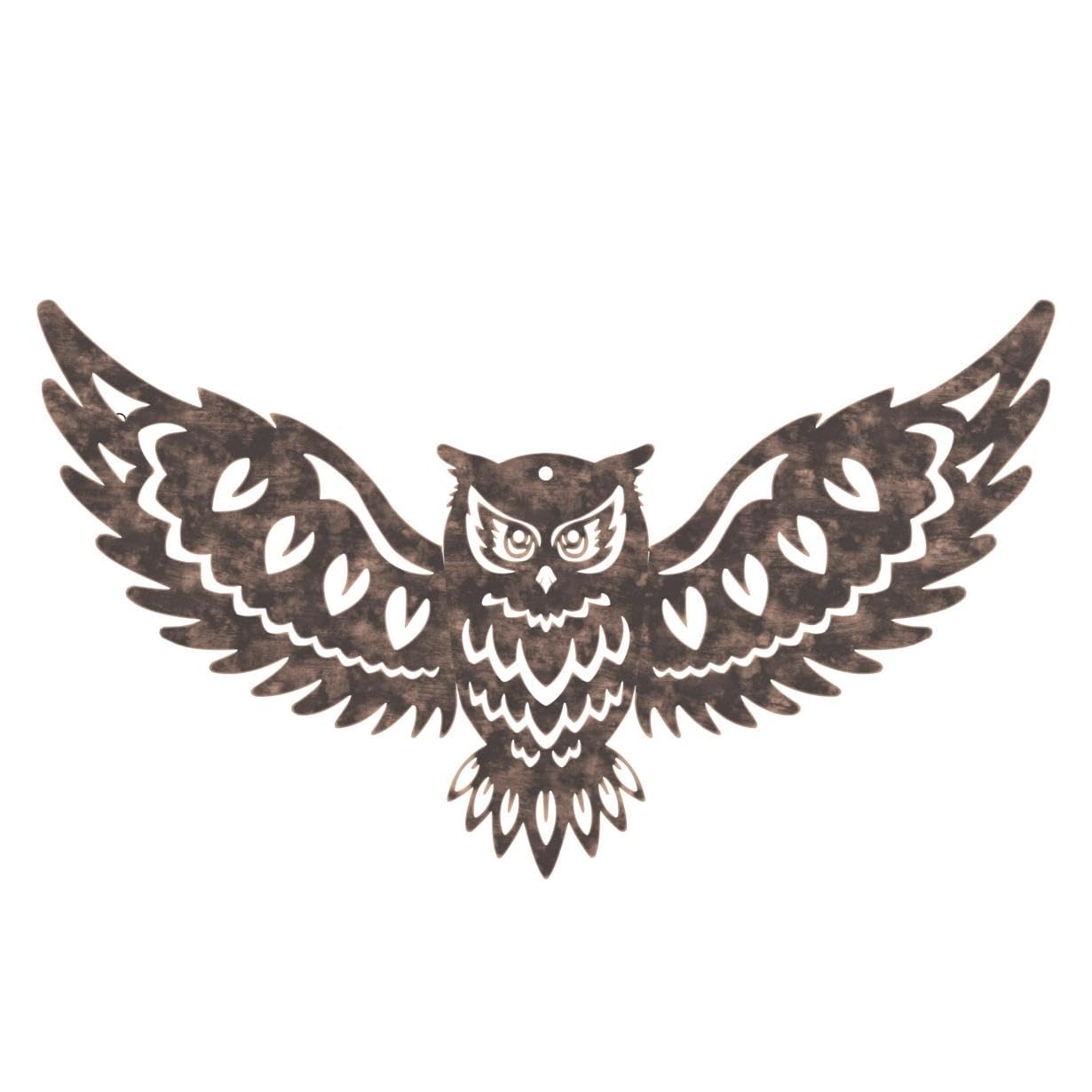 DIINOR Solar Metal Owl Wall Art Lights - Copper, Outdoor Garden Decor, Model OwlQD-1Pack, Perfect for Patio & Yard