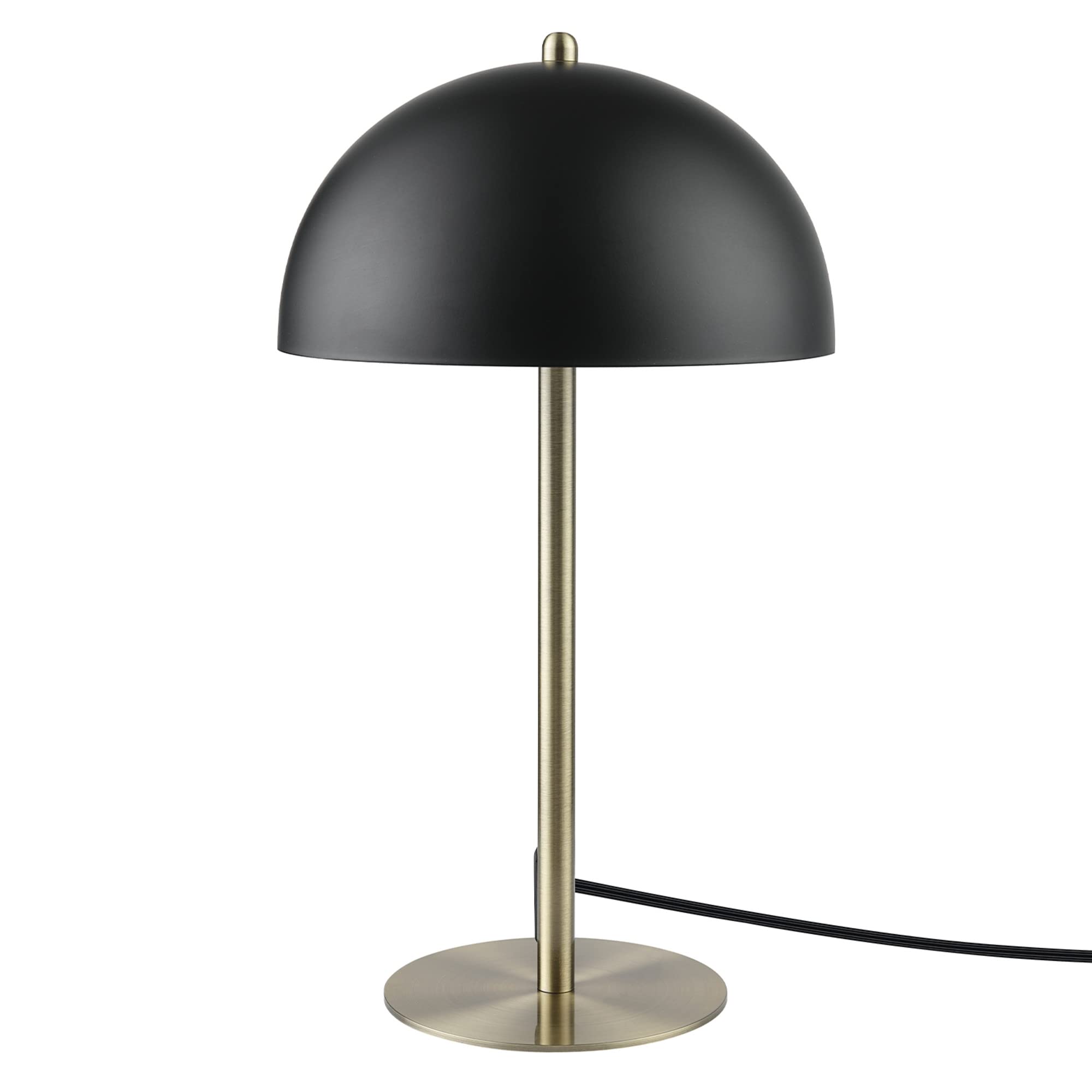 Globe Electric 52938 Luna 15'' Desk Lamp, Matte Black, Matte Brass Accents, in-Line On/Off Rocker Switch