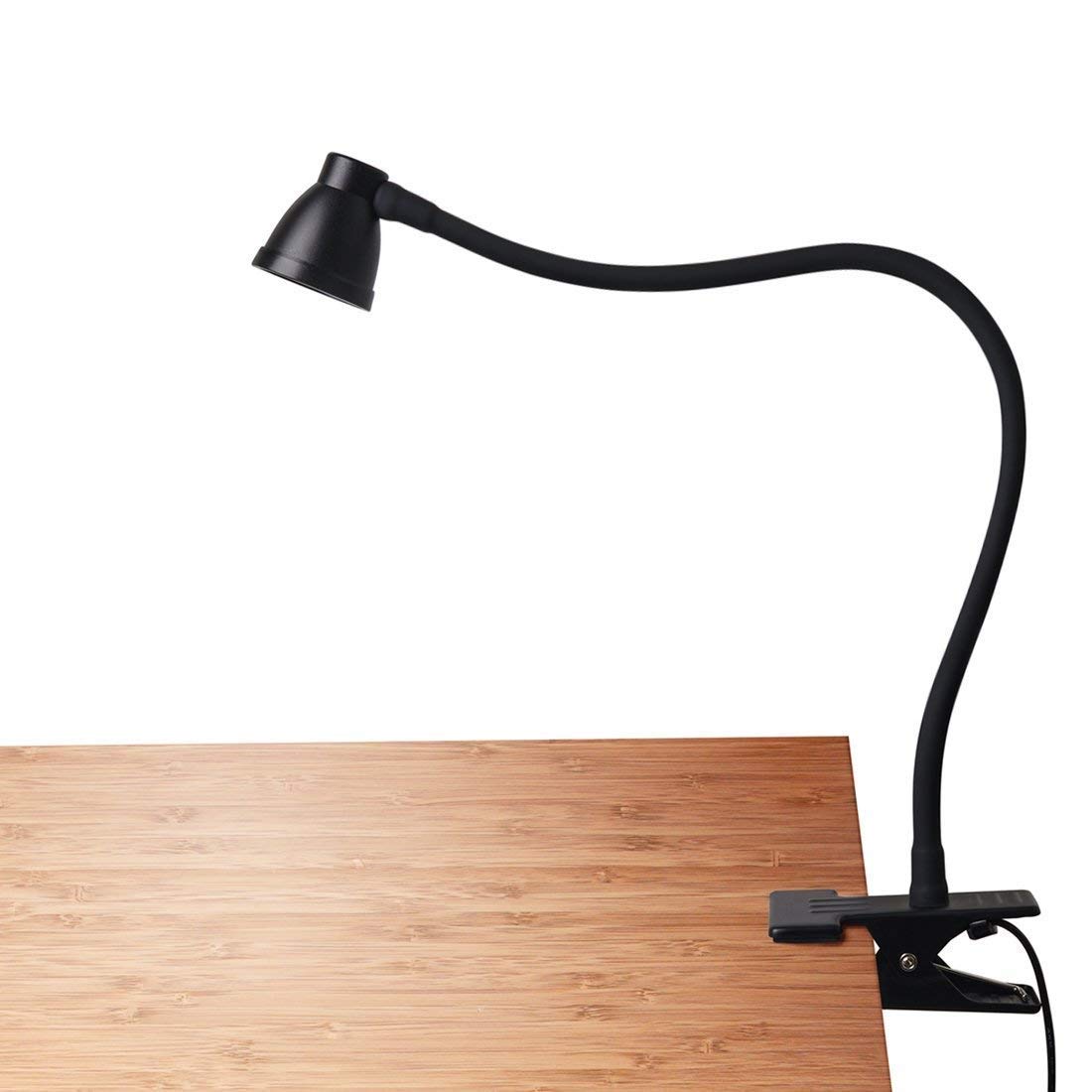 CeSunlight Clamp Desk Lamp, Adjustable 3000-6500K, 6 Modes, 10 LED Beads, Black, Model A8-Black