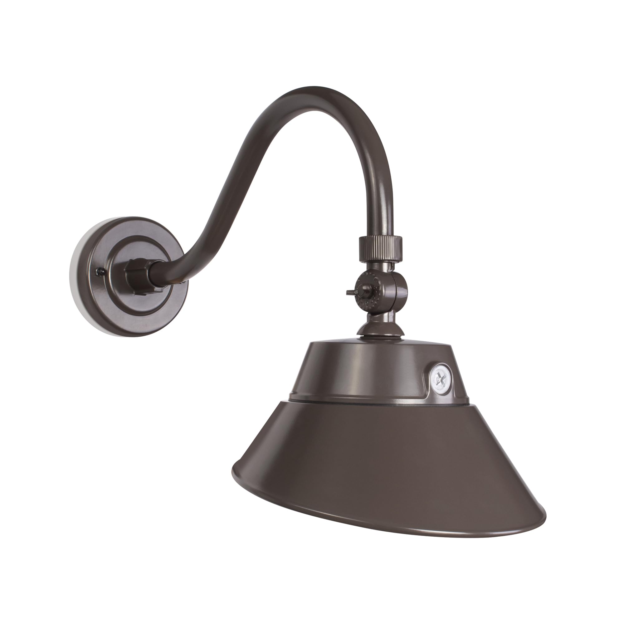 30W/20W/15W LED Brown Gooseneck Barn Light Fixture, 10in Diameter with 15.7in. Long Gooseneck Arm, 30K/40K/50K CCT Switching, Du