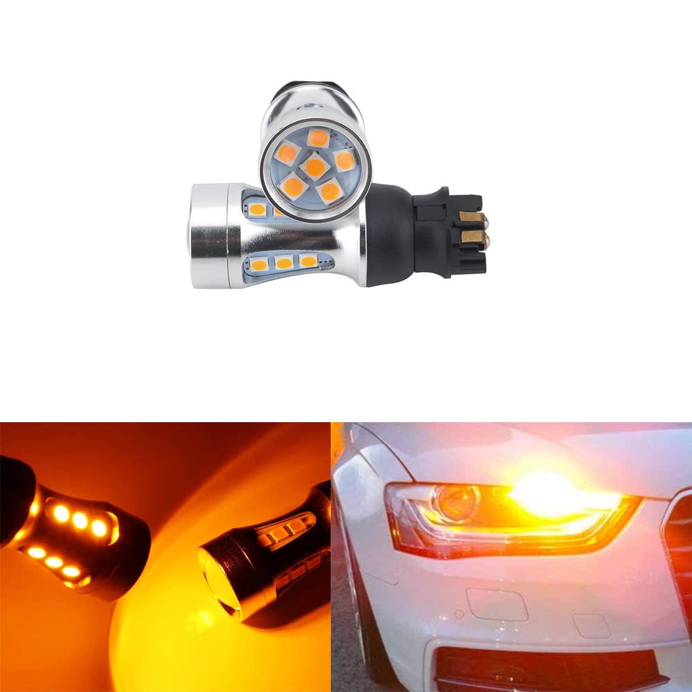 GFJMC PW24W LED Bulbs - Super Bright Canbus Amber Front Turn Signal Lights, Model PW24W-30WA