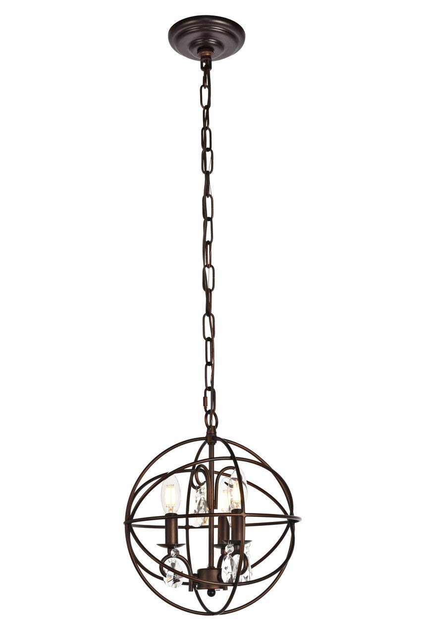 Elegant Lighting LD5015D12 Wallace 3 Light 11-13/16'' Wide Pendant  Dark Copper Brown