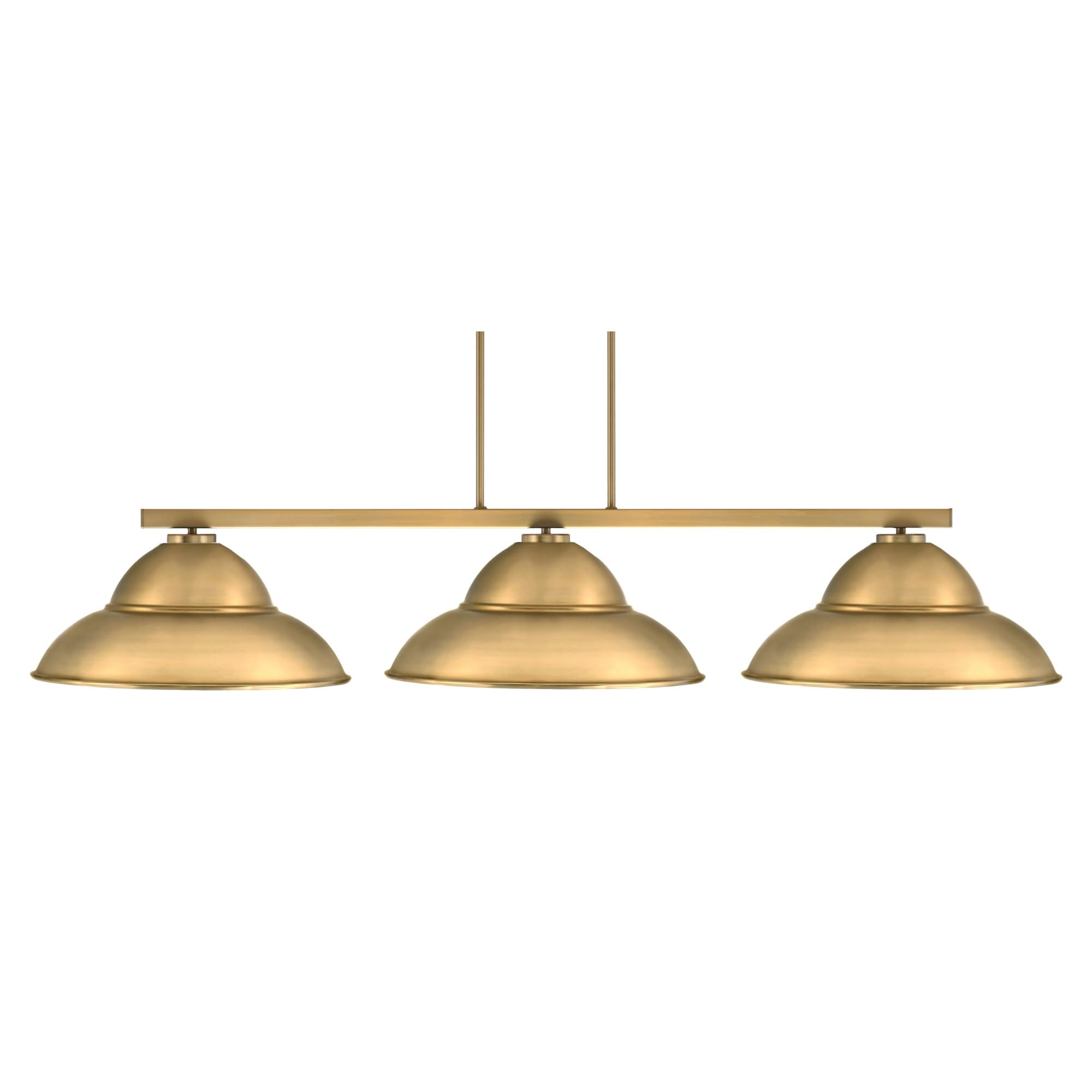 Toltec Lighting Atlas 3 Light Bar, New Age Brass Finish, Double Bubble Shades, Model 4523-NAB-429, 16in