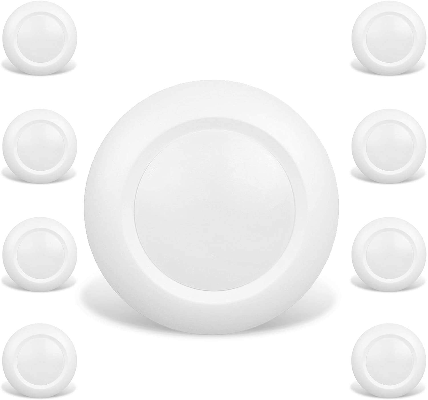 Jullison 8 Packs 6 Inch Led Low Profile Recessed & Surface Mount Disk Light, Round, 15W, 900 Lumens, 5000K Daylight White, Cri80, Driverless Design, Dimmable, Etl Listed, White