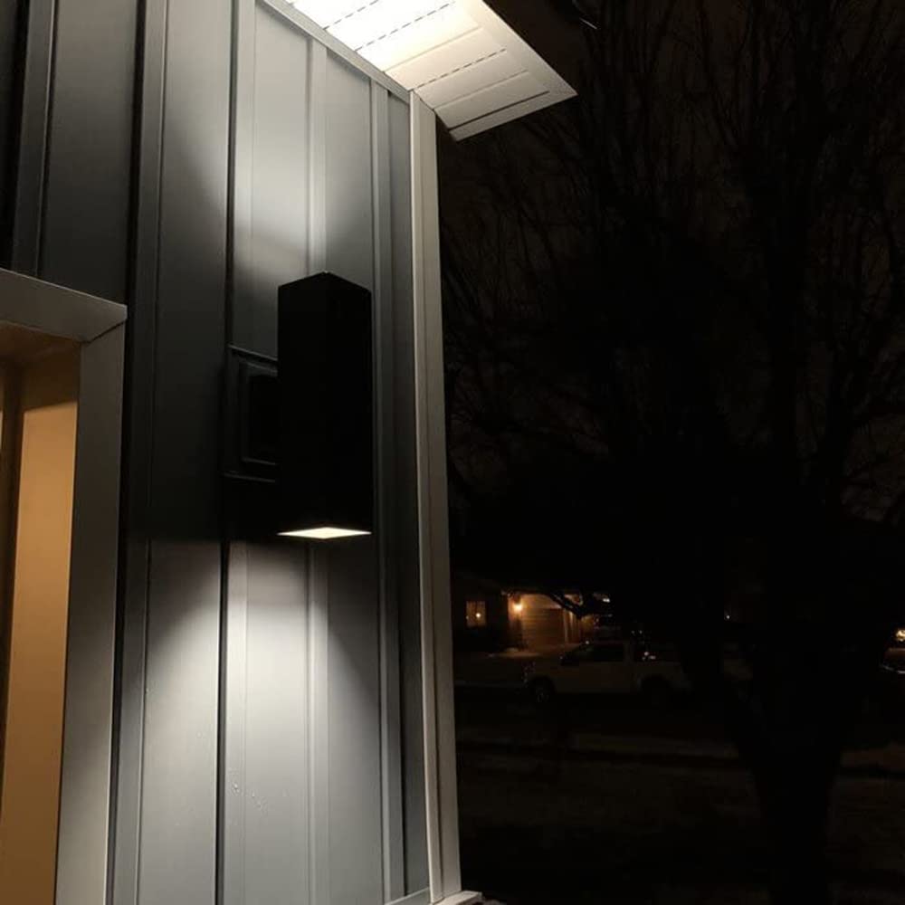 iYogaled Up and Down Outdoor Wall Light Fixture, 2 Pack, IP65 Matte Black, Dusk to Dawn, ETL Listed, Model K1213