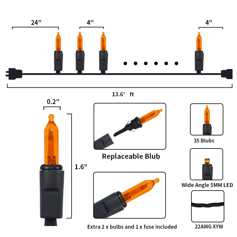 Multi-Sparking Red Christmas Lights (11 Feet, 35 Count) - Mini Red Christmas Tree Lights White Wire, Led Christmas Lights For Valentines Day Outdoor Christmas Decorations