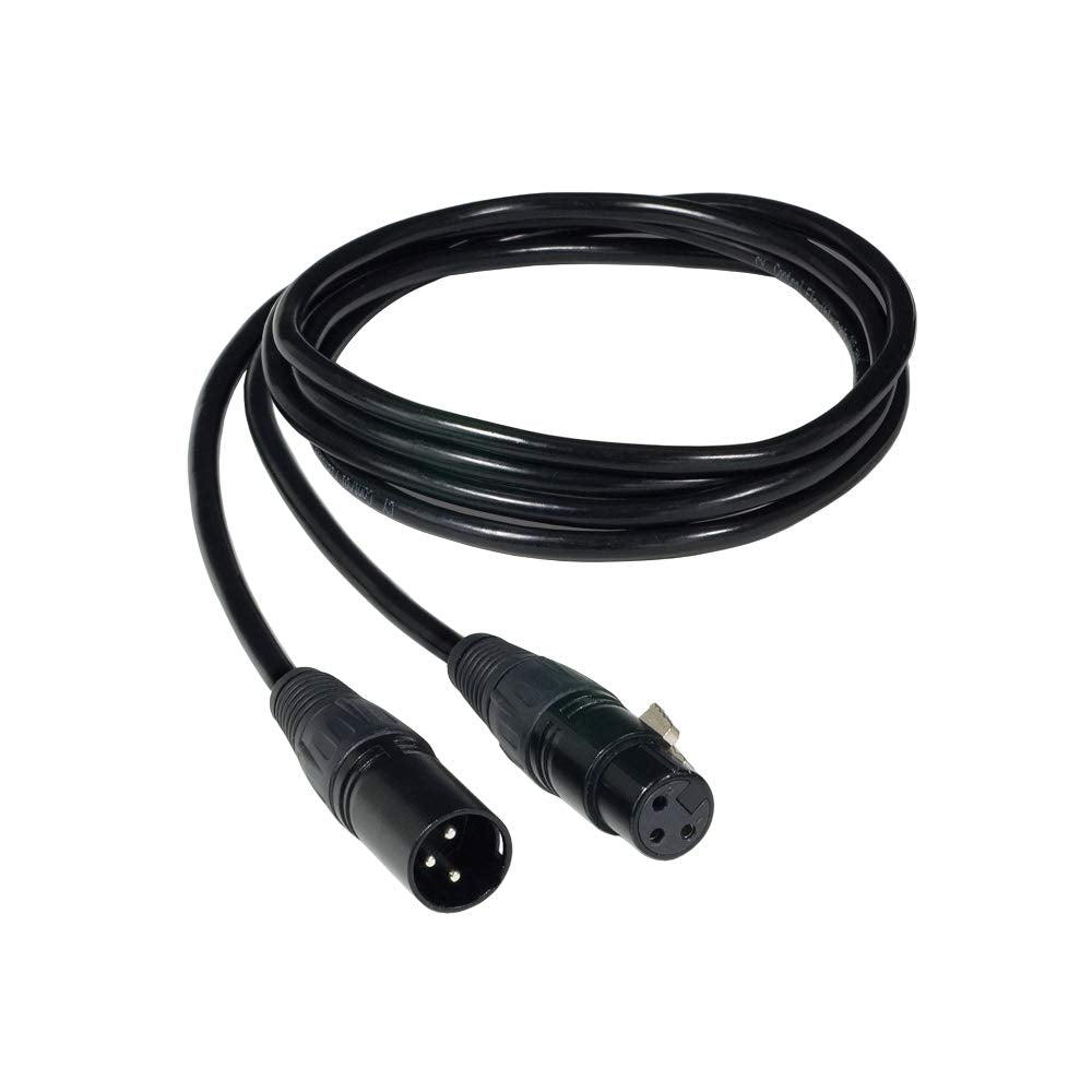 Jesco Lighting DMX 3-Pin XLR Extension Cable, 16 FT, Plug and Play, Black, Model LCC-XLR3-EXT-16