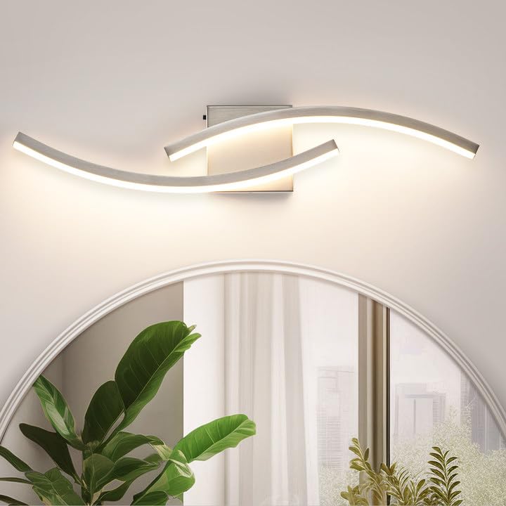 HLILCEH 23.62 inch Modern Bathroom Vanity Light Brushed Nickel Lights Fixtures Dimmable 5CCT Led Bathroom Light Fixture Over Mirror Modern Wall lamp for Cabinet Hallway