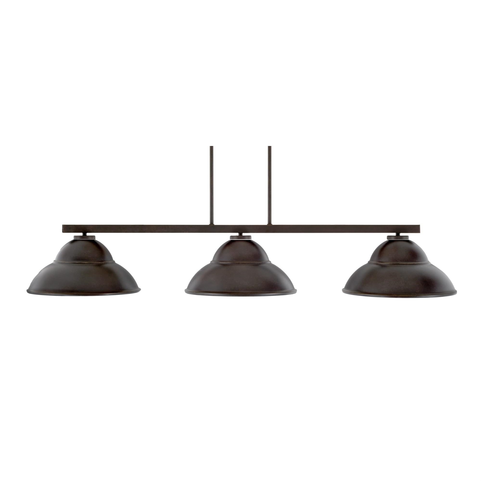 Toltec Lighting Atlas 3 Light Bar, Dark Granite Finish, 13in Double Bubble Metal Shades