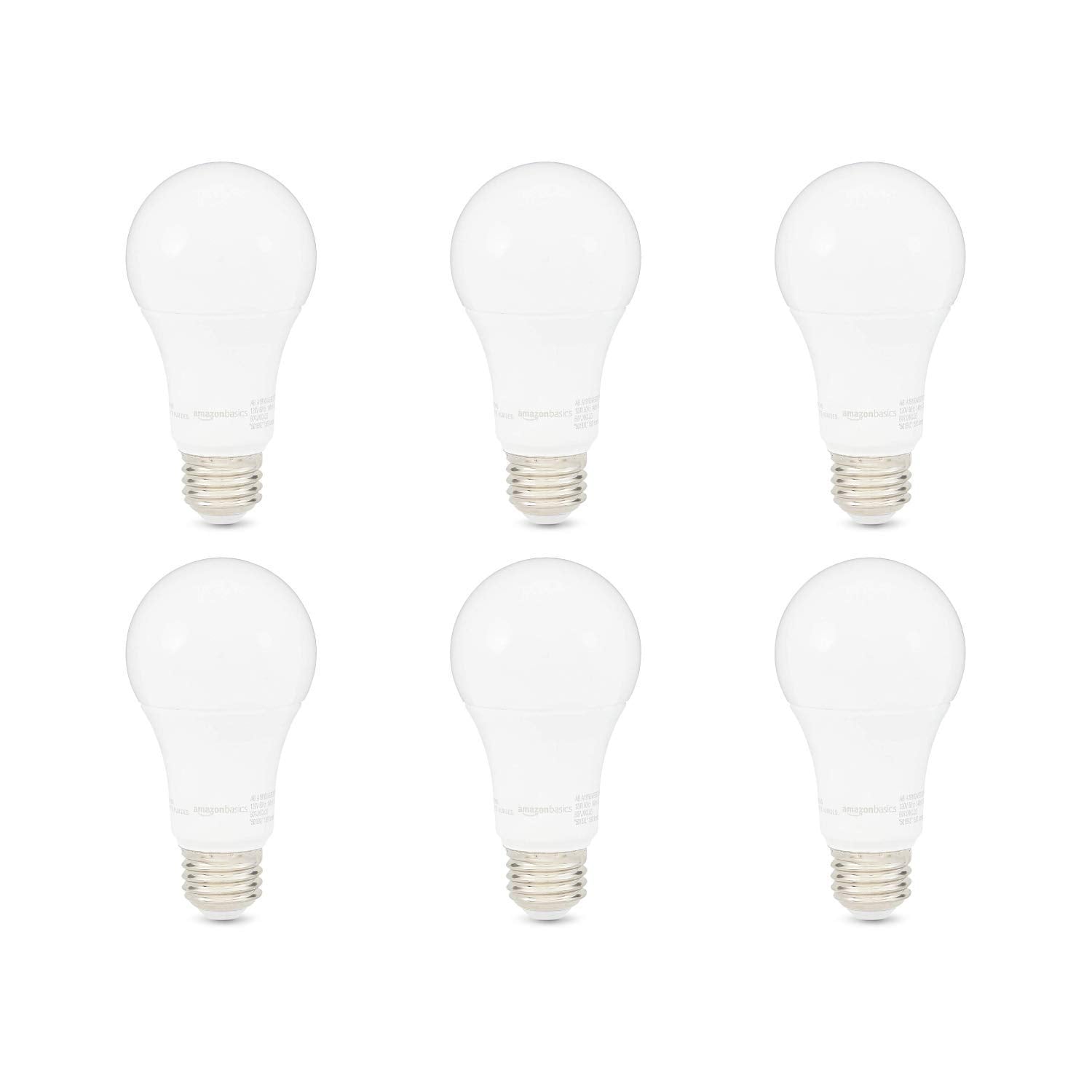 Amazon Basics A19 Led Light Bulbs, 100 Watt Equivalent, Energy Efficient 15W, E26 Standard Base, Soft White 2700K, Dimmable, 10,