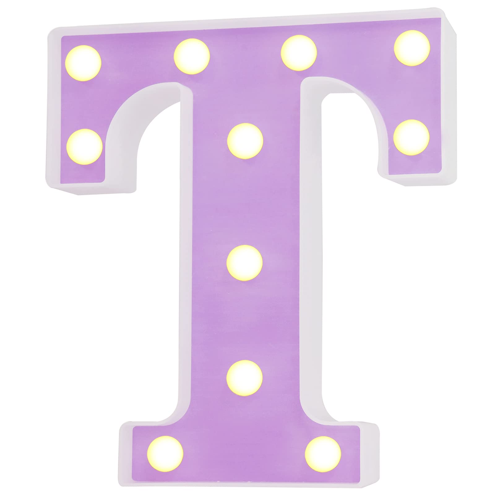 Pooqla LED Letter Lights - Purple Alphabet Sign, Colorful DIY Night Light, Warm White LED for Parties and Weddings