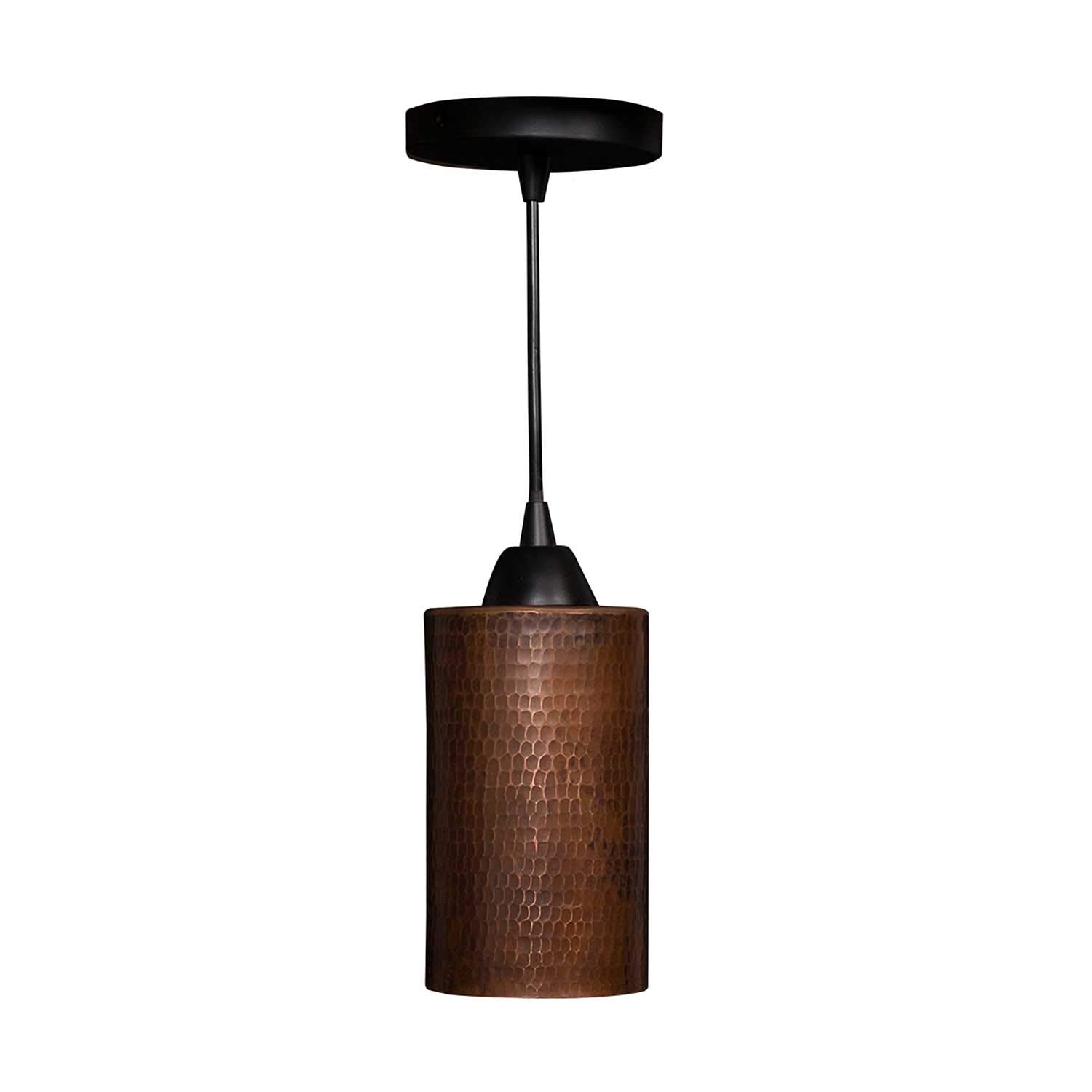 Premier Copper Products Hand Hammered Copper Pendant Light, 4in Round, Oil-Rubbed Bronze, Model L700DB